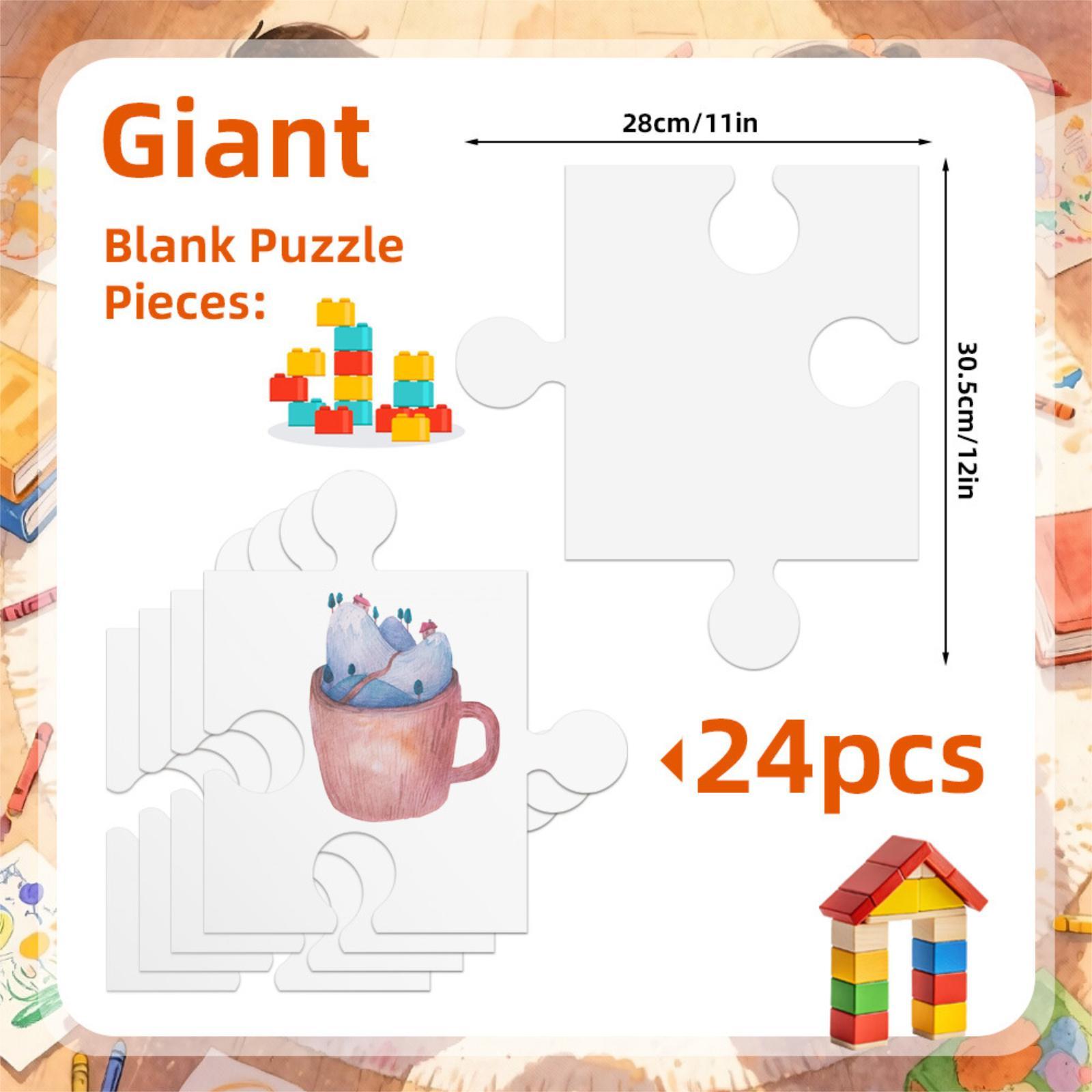 Puzzle Blank White - 24 adet Beyaz Karton Boş Yapboz