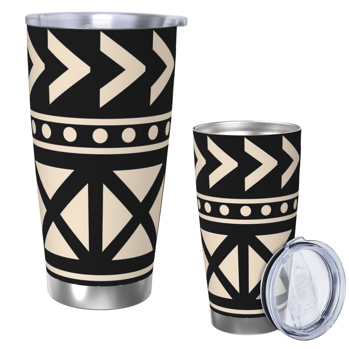 Tumbler 20Oz White - Afrika Çamur Bezi Siyah Ve Beyaz