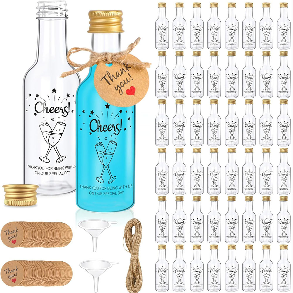 Water Bottle Blank - 50'li Paket Mini İçki Şişeleri, 1.7oz/50ml