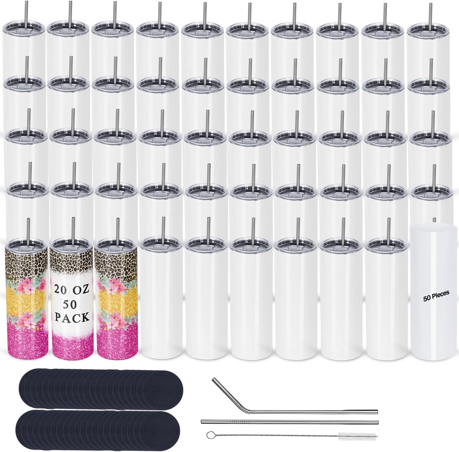 Tumbler 20Oz White - 50'li Paket Süblimasyon Bardak Toplu 20