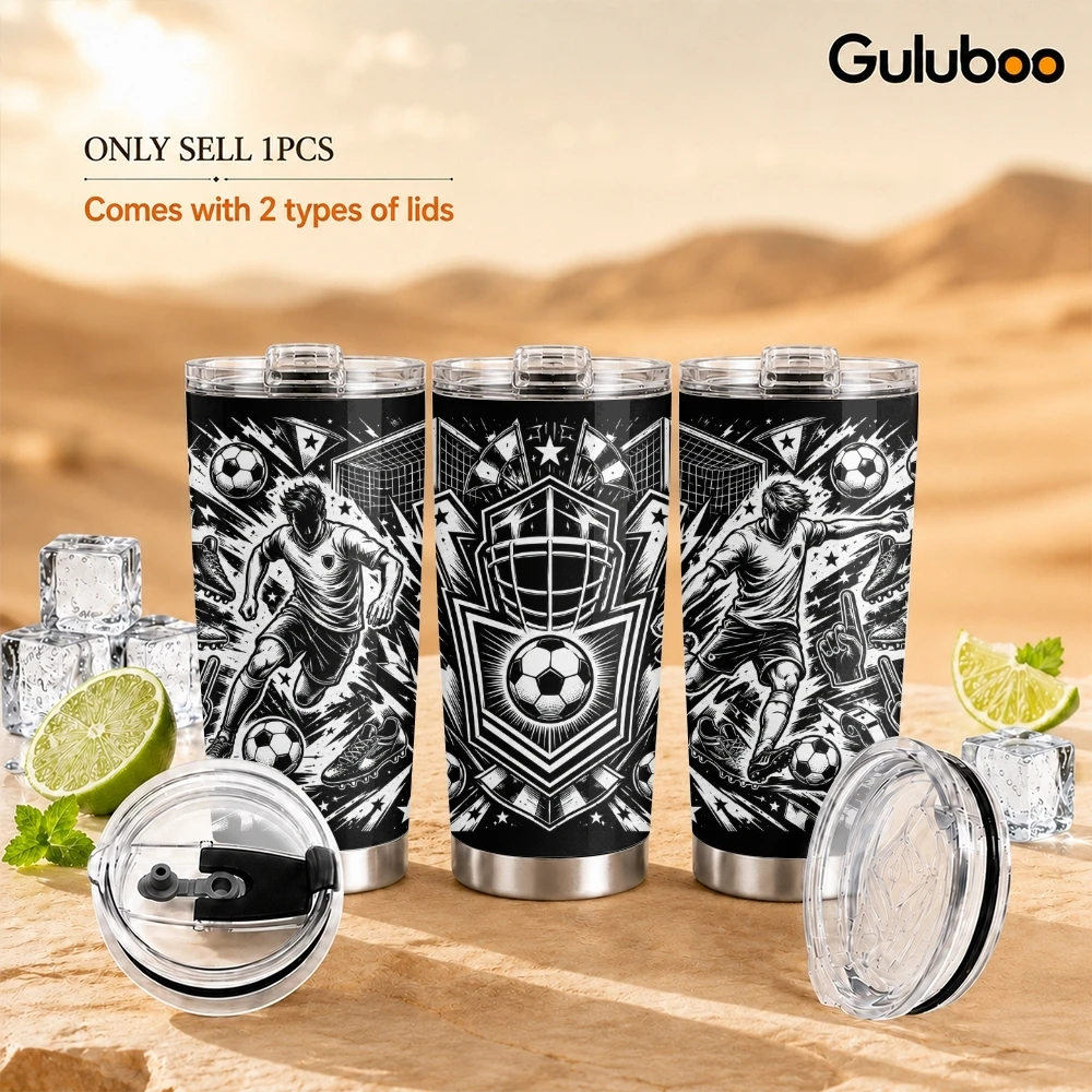Tumbler 20Oz White - Siyah Beyaz Spor Amblemli Vakumlu Termoslar