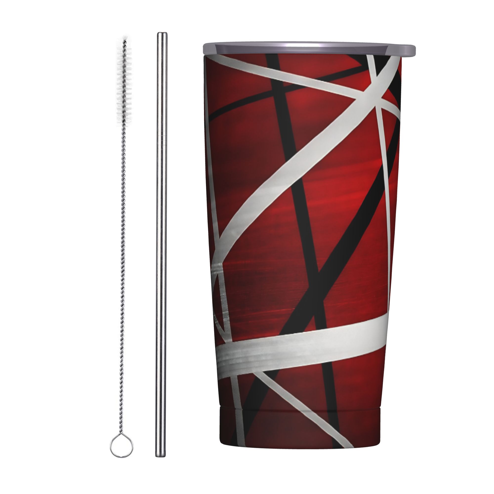 Tumbler 20Oz White - V-Van Halens Kırmızı Siyah Beyaz Bardak