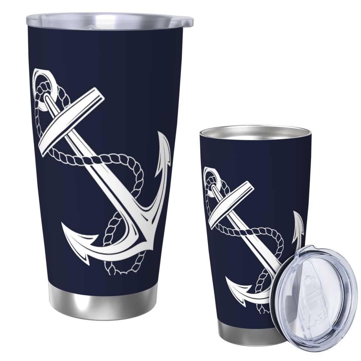 Tumbler 20Oz White - Anchor Denizci Beyaz ve Lacivert Paslanmaz