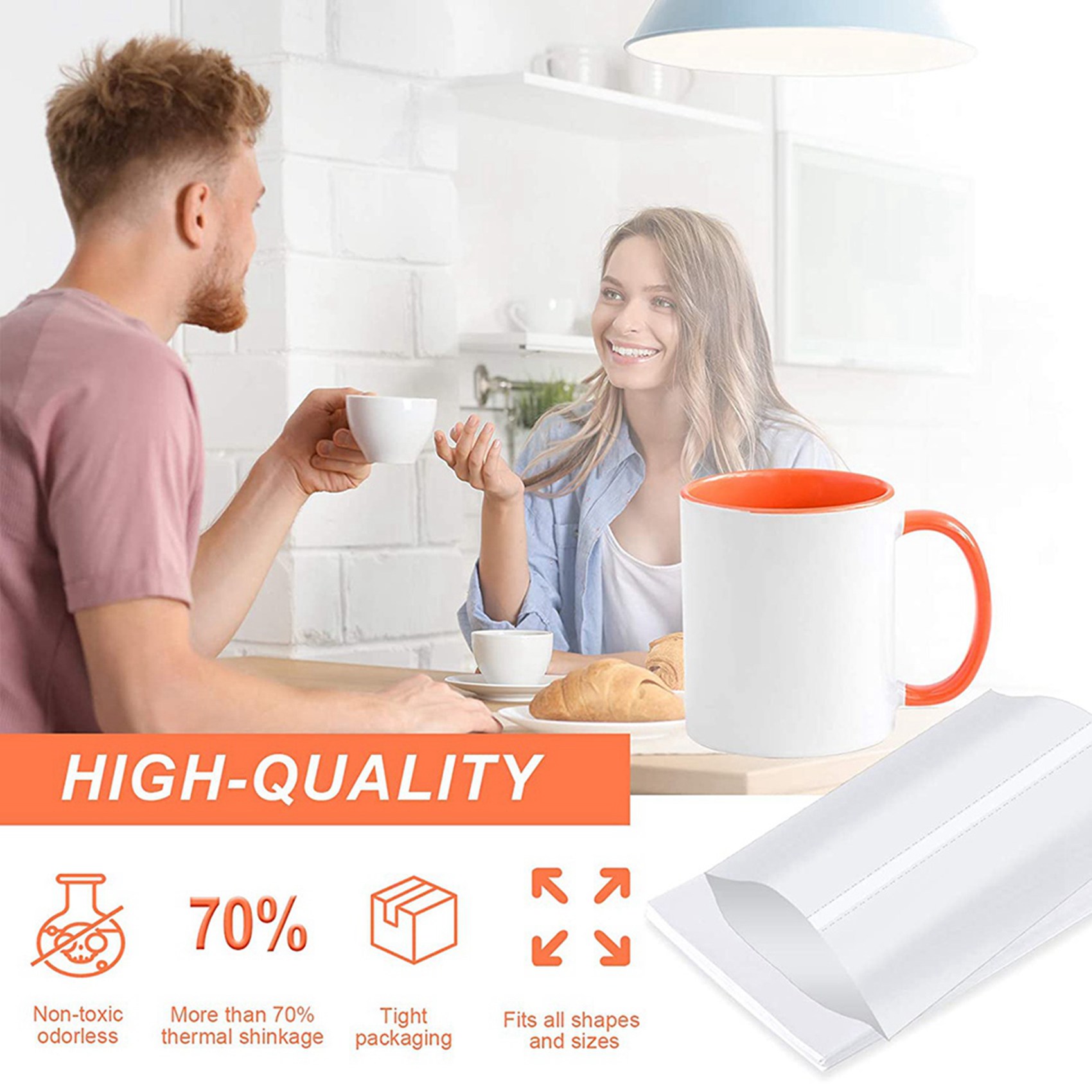 Sublimation Mug White - ABBN-8X12 İnç Süblimasyonlu Shrink Wrap Kılıfları,