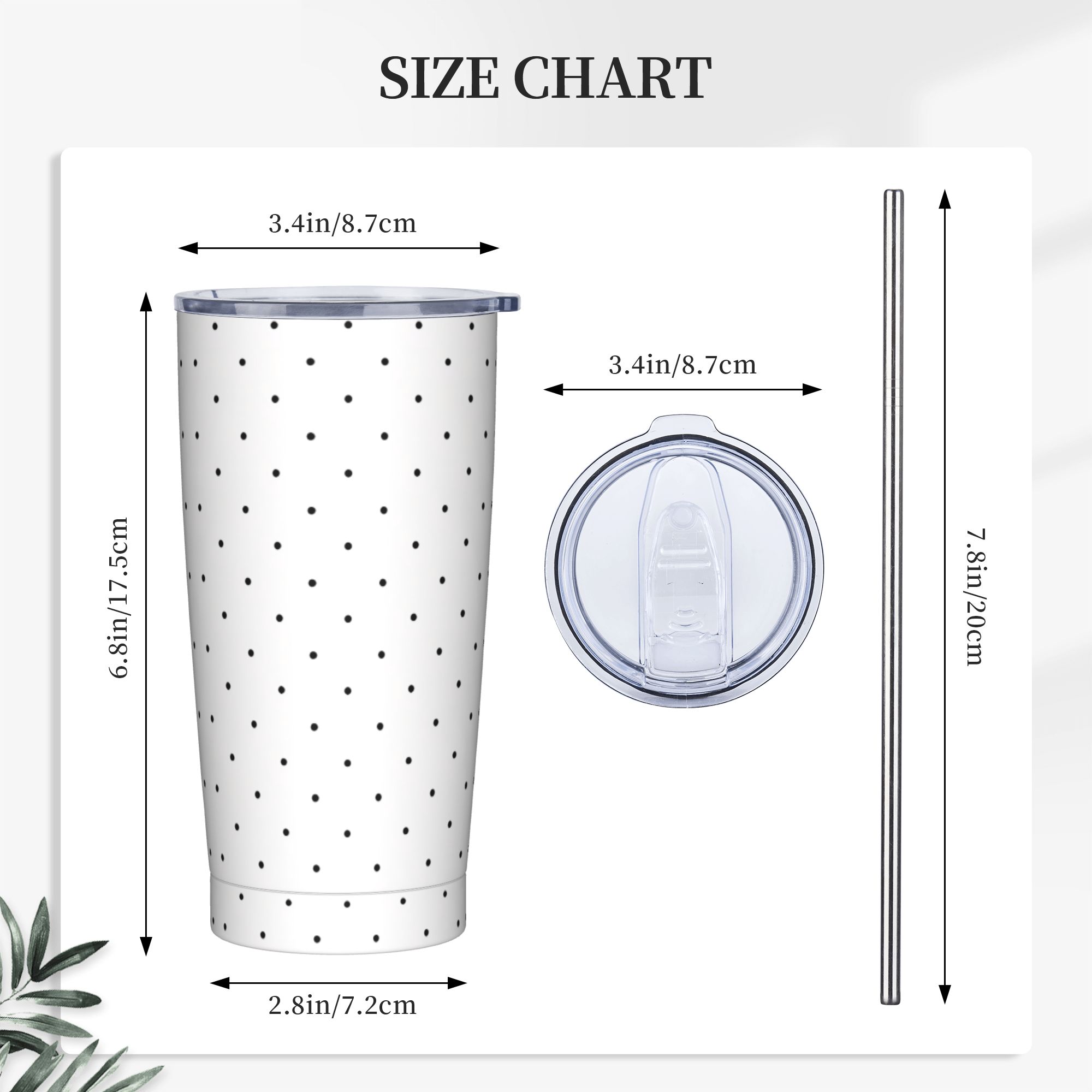 Siyah & Beyaz Puantiyeli Desen - Tumbler 20Oz White incelemesi ve fiyatı