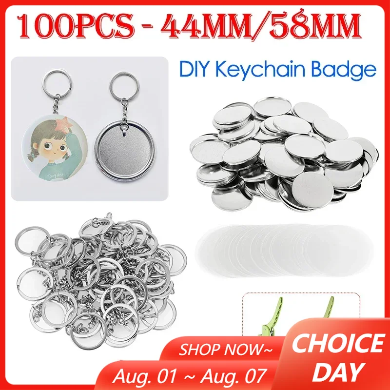 100 adet 44mm 58mm anahtarlıkl - Button Badge Blank incelemesi ve fiyatı
