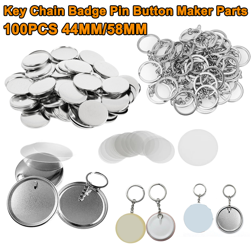 100 adet 44MM 58MM plastik Met - Button Badge Blank incelemesi ve fiyatı