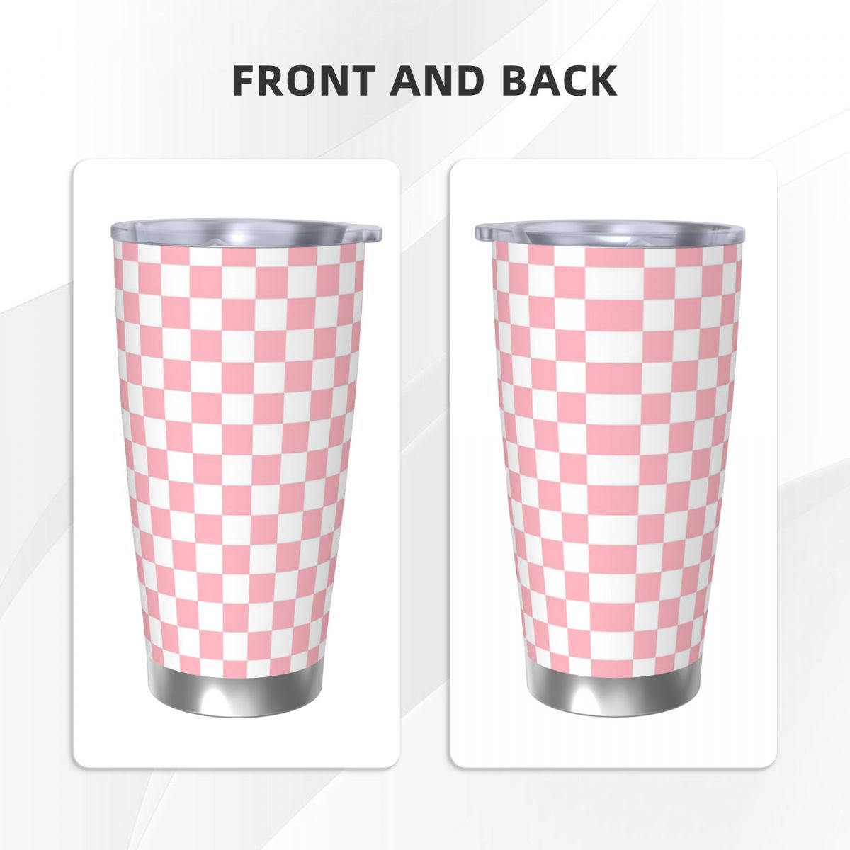 Pembe Beyaz Dama Tahtası Desen - Tumbler 20Oz White incelemesi ve fiyatı