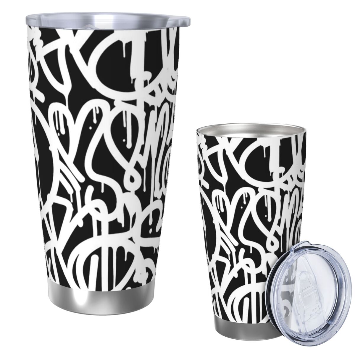 Siyah Beyaz Graffiti Paslanmaz - Tumbler 20Oz White incelemesi ve fiyatı