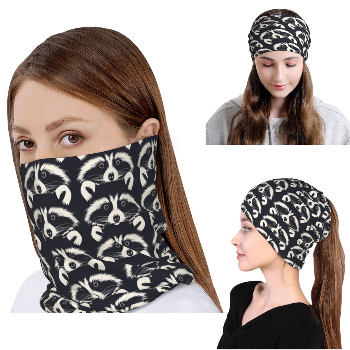 Siyah Ve Beyaz Rakun Yüz Desen - Bandana Blank White incelemesi ve fiyatı