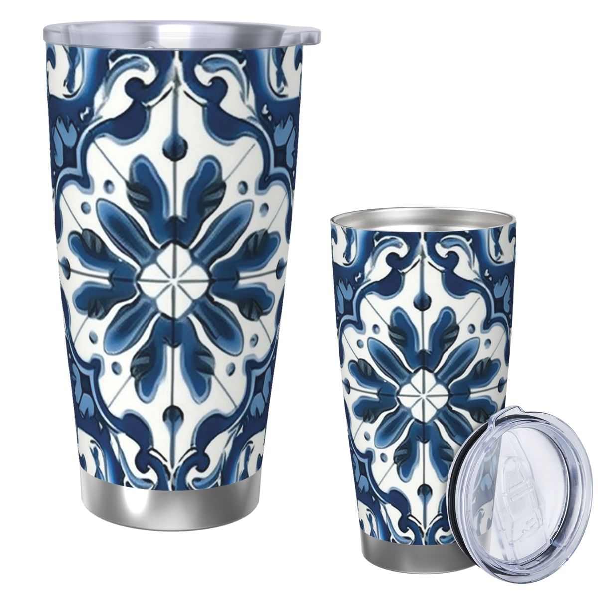 Mavi Ve Beyaz Majolika Desenli - Tumbler 20Oz White incelemesi ve fiyatı